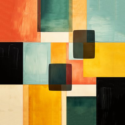 abstrakte kvadratiske komposisjoner malemønsterdesign, veggkunst | Lerretstrykk av F. Abderrahim