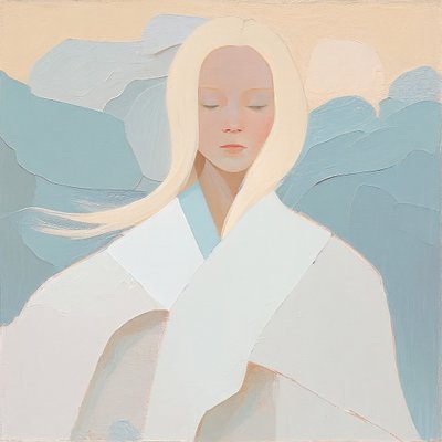 hvit blond kvinneportrett, abstrakt maleri, innrammede lerretstrykk av F. Abderrahim