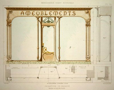 Design for en butikkfront, illustrasjon fra 