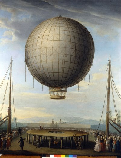 Oppstigningen til Paolo Andreani den 25/2/1784 i Milano. Maleri av F. Battaglini. av F. Battaglini