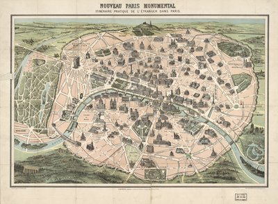 Utvalgte bygninger vist billedmessig. Fugleperspektiv. LC kopi montert på duk. Også tilgjengelig via Library of Congress-nettstedet som et rasterbilde av F.; Garnier Frères; Dufrénoy Dufour