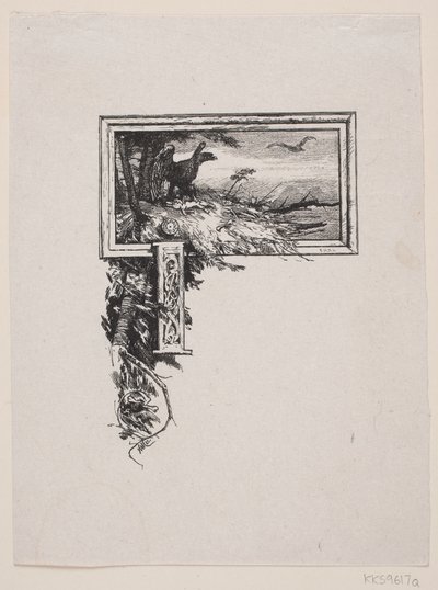 Innledende vignett. "J" med et ørnerede av F. Hendriksen