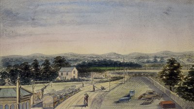 Utsikt fra broen ved jernbanestasjonen, Lingfield, Surrey ser mot Crowhurst av F. J. P.