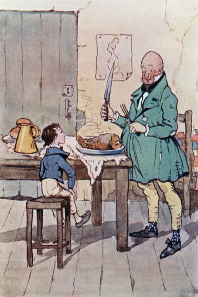 Illustrasjon for David Copperfield (farge litho) av F. M. B. Blaikie