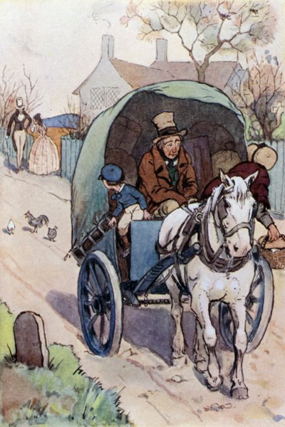 Illustrasjon for David Copperfield (farge litho) av F. M. B. Blaikie