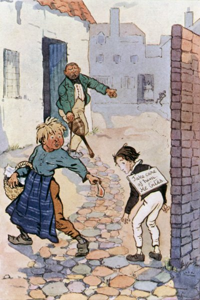Illustrasjon for David Copperfield (farge litho) av F. M. B. Blaikie