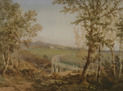 En utsikt over den samme jernbaneviadukten sett ovenfra, ca. 1849 av F. S. Cook
