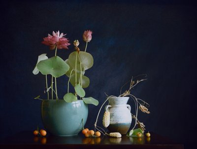 Stilleben med rosa lotus av Fangping Zhou