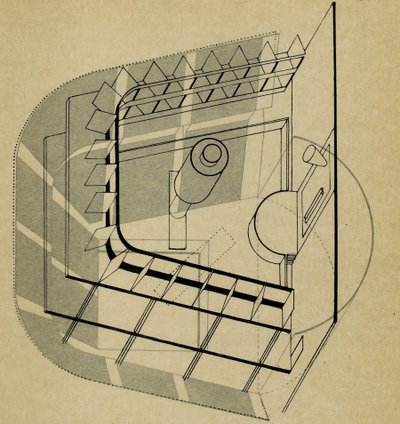 U teater. Fra Scenen på Bauhaus Scenen på Bauhaus, 1925. av Farkas Molnar