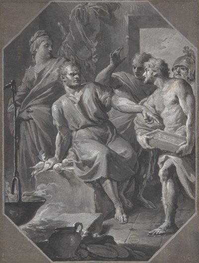 Manius Curius Dentatus nekter gavene til de samnittiske ambassadørene, 1732-92. av Fedele Fischetti
