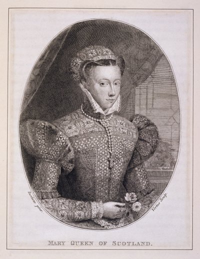 Mary Queen of Scots (1542-87), gravert av George Vertue (1684-1756) (gravering) av Federico (after) Zuccaro