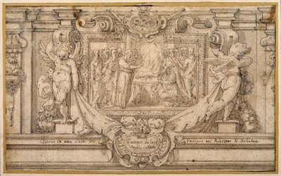 Påsken (penn og brunt blekk med brun vask på hvitt papir) av Federico (studio of) Zuccaro
