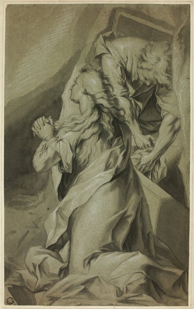 Knelende Magdalene og gravbetjent av Federico Barocci