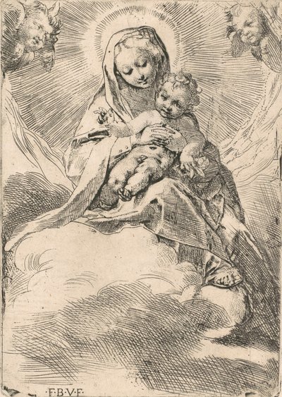 Jomfruen satt på en sky, 1580-84. av Federico Barocci