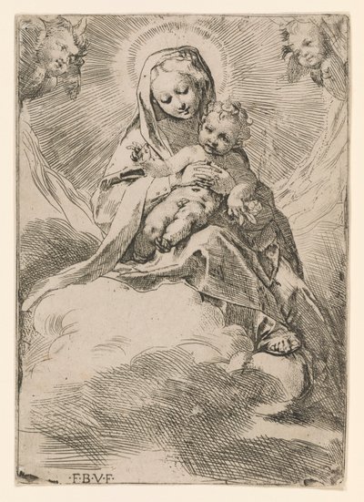 Jomfru og barn i skyene av Federico Barocci