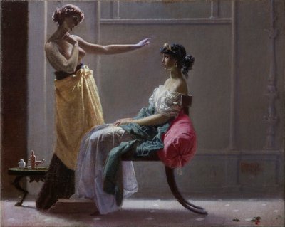 Scapigliatura: Gammelt toalett (Toilette ancienne) av Faruffini, Federico (1831-1869). Olje på lerret, størrelse: 40x49,5 av Federico Faruffini