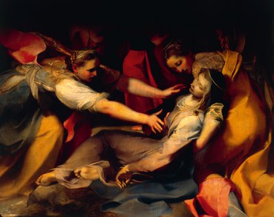 Jomfruens besvimelse, detalj fra 'Korsavsetningen' av Federico Fiori Barocci or Baroccio