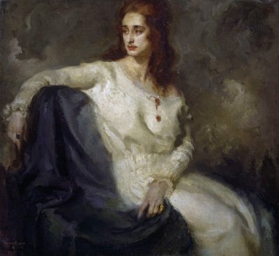 Dame i hvitt (Dama in bianco) 1915 (olje på lerret) av Federico Guglielmo Jehuda Pollack