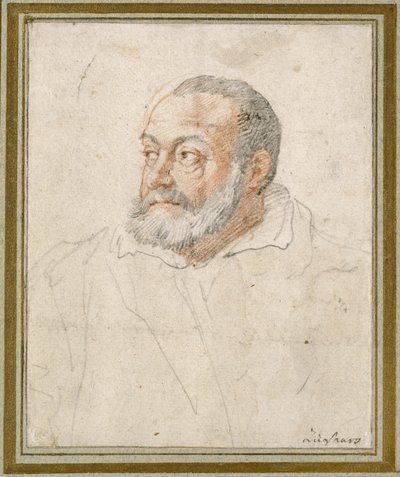 Portrett av en mann (rødt kritt og svart bly på papir) av Federico Zuccaro