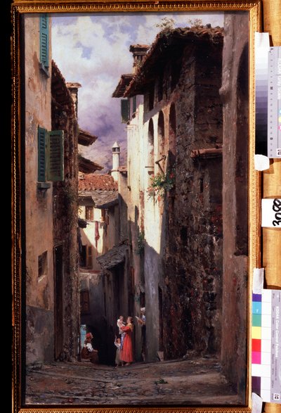 ""Scene de rue a Bellagio en Italie"" Peinture de Feodor Andreyevich Bronnikov (1827-1902) 1875 State Tretyakov Gallery, Moscou av Fedor Andreevich Bronnikov