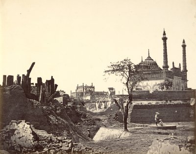 Batteri i nærheten av Begum Kotie. Andre angrep av Sir Colin Campbell i mars 1858 av Felice Beato