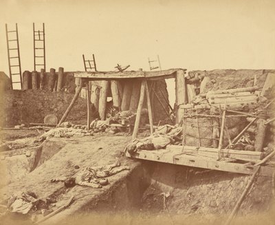 Interiør i Angle of North Fort umiddelbart etter fangsten av Felice Beato