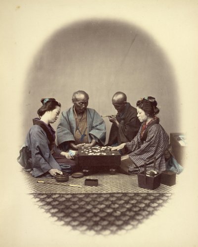 Japanere som spiller go av Felice Beato