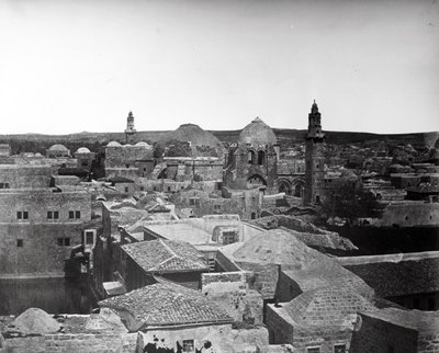 Utsikt over Den hellige gravs kirke og bassenget til Hiskia, Jerusalem, 1857 av Felice Beato