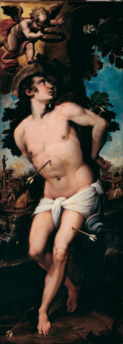 The Martyrdom of St. Sebastian Maleri av Felice Riccio dit Brusasorzi (1539-1605) Privat samling fra 1500-tallet av Felice Brusasorci