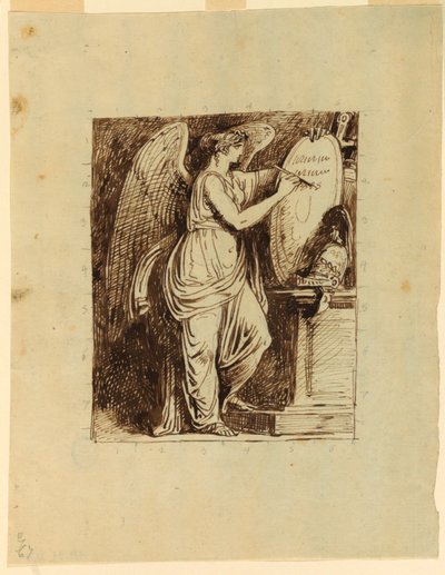 En bevinget seier som skriver datoen 1805 på et skjold av Felice Giani