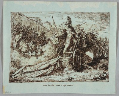 Achilles drar kroppen til Hector av Felice Giani