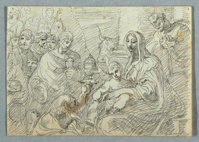Tilbedelse av Magi-studien etter Lodovico Carracci av Felice Giani
