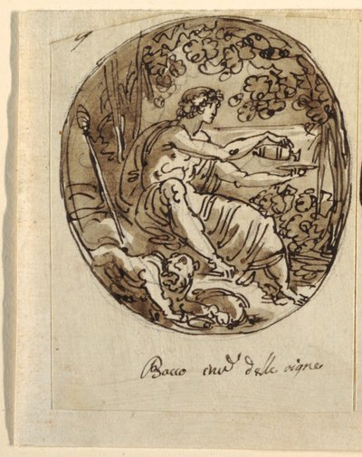 Bacchus, Design for hvelvet tak, Sala dei Legislatori, Palazzo Conti-Sinibaldi, Faenza av Felice Giani