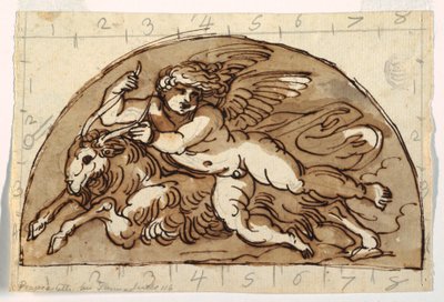Steinbukken, Lunett for taket i det åttekantede rommet, Palazzo Milzetti, Faenza av Felice Giani