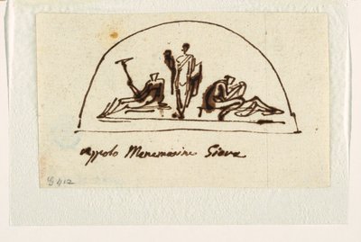 Design for Lunette med Apollo, Mnemosyne og Jove av Felice Giani