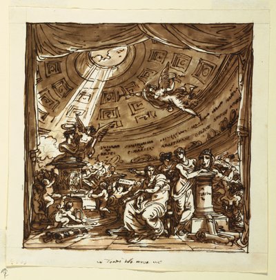 Design for Stage Curtain: Temple of Fame av Felice Giani
