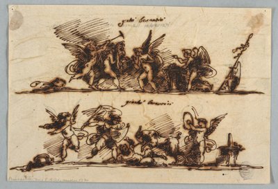 Design for to friser med Putti av Felice Giani