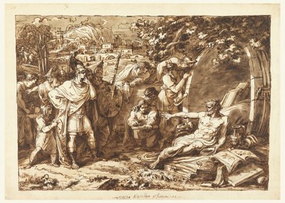 Tegning, Alexander den store og Diogenes av Felice Giani