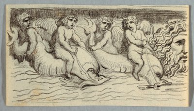 Fris med delfiner og putto av Felice Giani