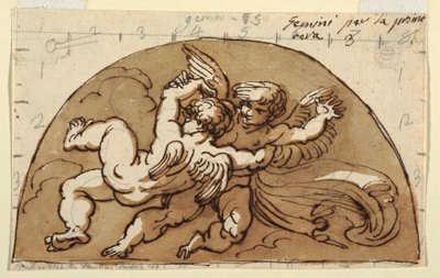 Gemini, Lunette for Ceiling, Octagonal Room, Palazzo Milzetti, Faenza av Felice Giani