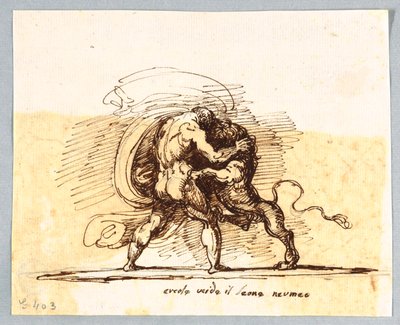 Hercules og Nemean Lion av Felice Giani