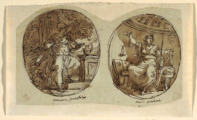 Minerva, Design for hvelvet tak, Sala dei Legislatori, Palazzo Conti-Sinibaldi, Faenza av Felice Giani