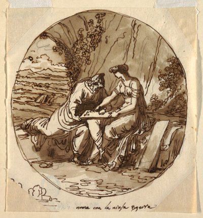 Numa Pompilius og Egeria, Sala di Numa Pompilius, Palazzo Milzetti, Faenza av Felice Giani