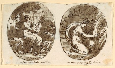 Orpheus, Ceres, Design for hvelvet tak, Sala dei Legislatori, Palazzo Conti-Sinibaldi, Faenza av Felice Giani
