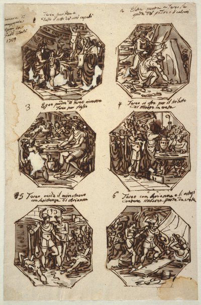 Seks Theseus-emner for Palazzo Gaddi, Forli av Felice Giani