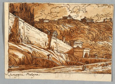 Skissebokside, Folio 57: Studie etter Porta di Saragossa i Bologna; Verso, arkitektoniske detaljer av Felice Giani