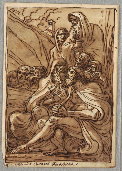 St. Anthony og eremittene, studie etter Lodovico Carracci av Felice Giani