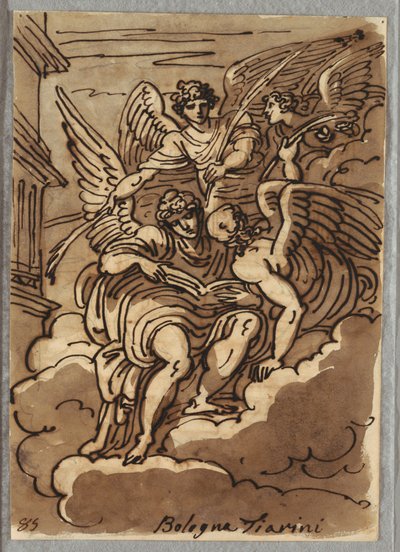 St. Paul i skyene med engler og palmer av Felice Giani