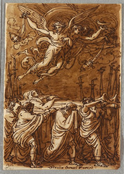 Apostlene som bærer jomfruens legeme til graven, studerer etter Lodovico Carracci av Felice Giani