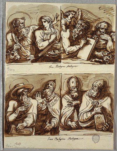 De fire evangelistene, studerer etter Giambologna av Felice Giani